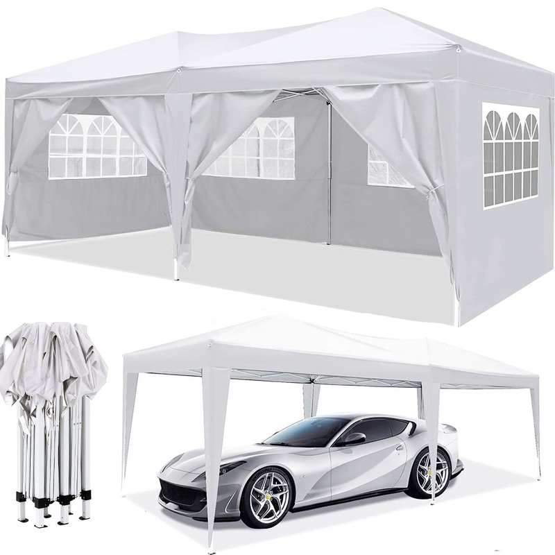 10’X20′ Ez Pop Up Canopy Outdoor Portable Party Folding Tent With 6 Removable Sidewalls + Carry Bag + 4 Pieces Weight Bag