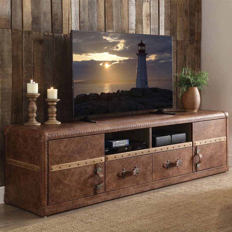 Aberdeen – TV Stand – Retro Brown Top Grain Leather