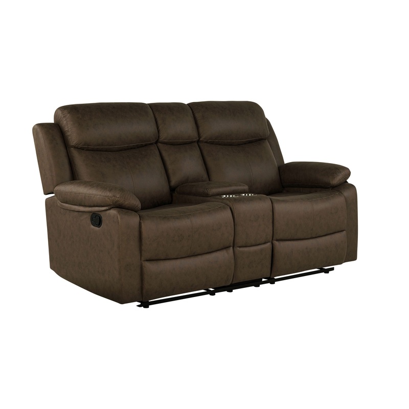 Brenda – Console Reclining Loveseat With Manual Recline Function – Brown