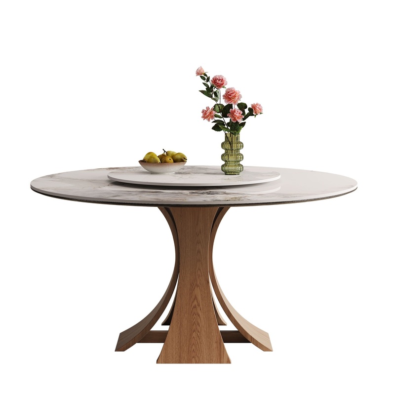 Dining Table With 35 Turntable, Seats 6 – 8 – White