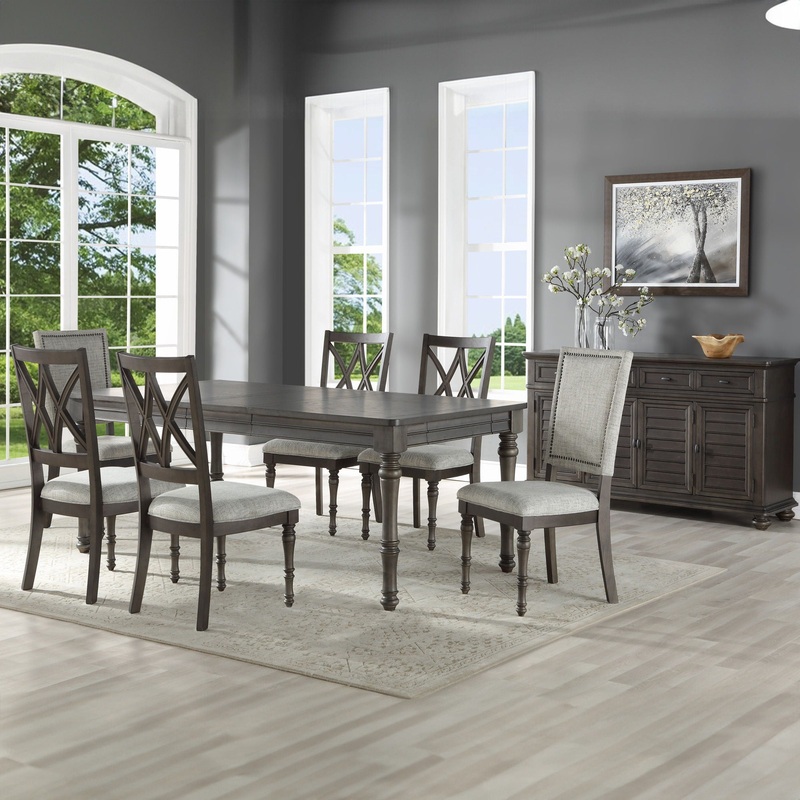 Linnett – Dining Set|Dark Gray|5 Pc. Table, 4 Chairs|7 Pc. Table, 6 Chairs|6 Pc. Table, 4 Chairs, Bench|8 Pc. Table, 6 Chairs, Server
