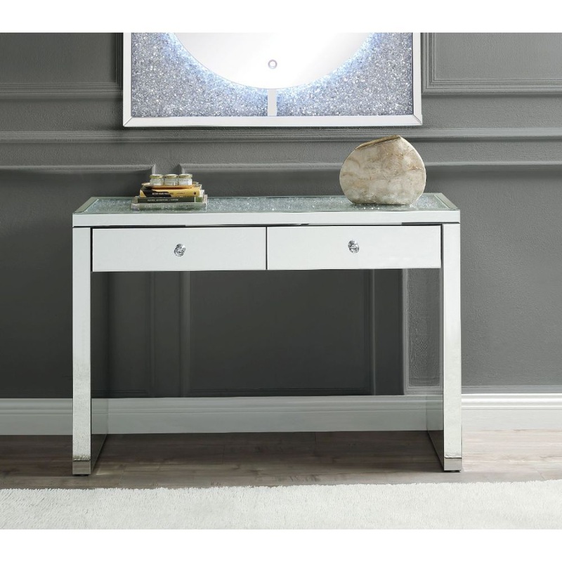 Noralie – 32H Console Table – Mirrored & Faux Diamonds