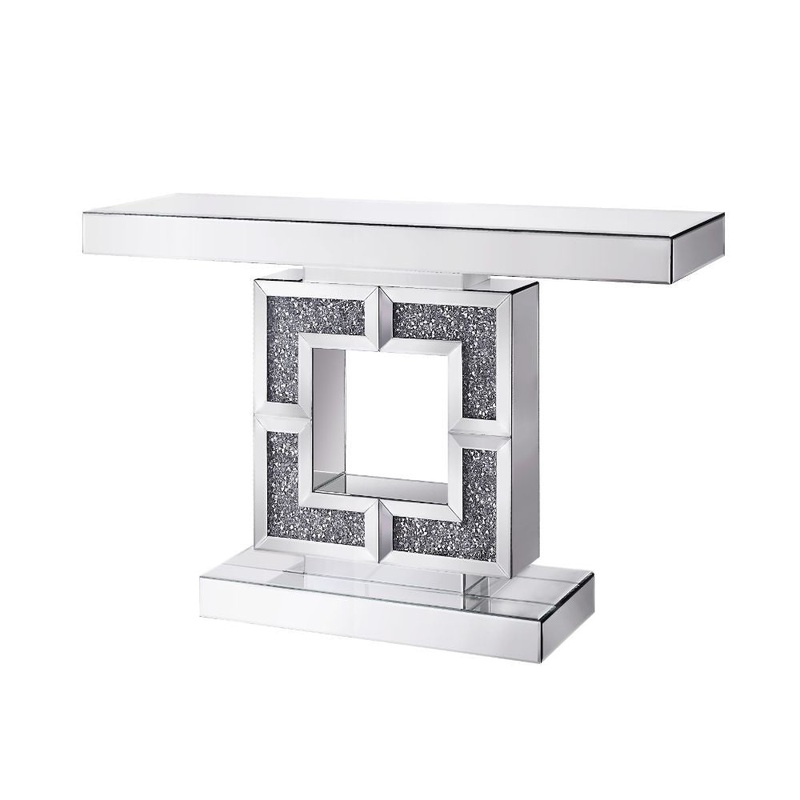 Noralie – Rectangular Console Table – Mirrored & Faux Diamonds