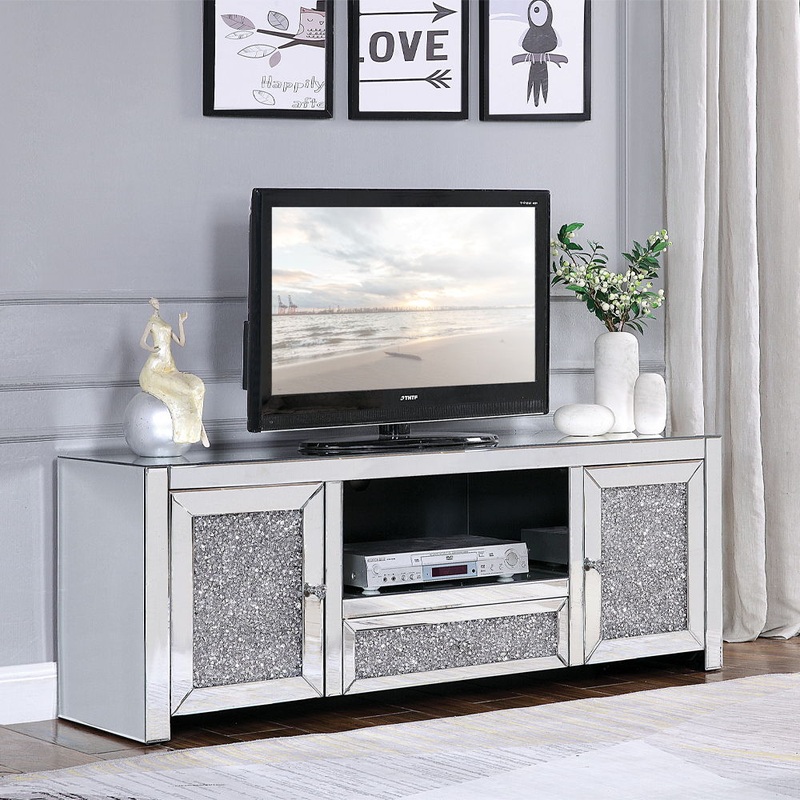 Noralie – TV Stand – Mirrored & Faux Diamonds
