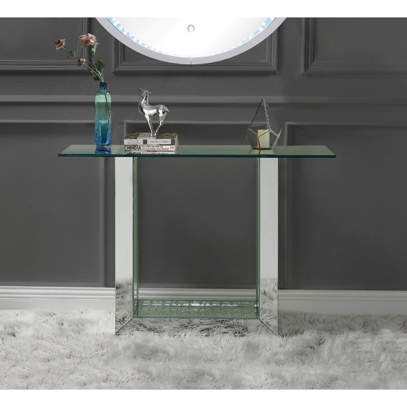 Nysa – 46 Console Table – Mirrored & Faux Crystals