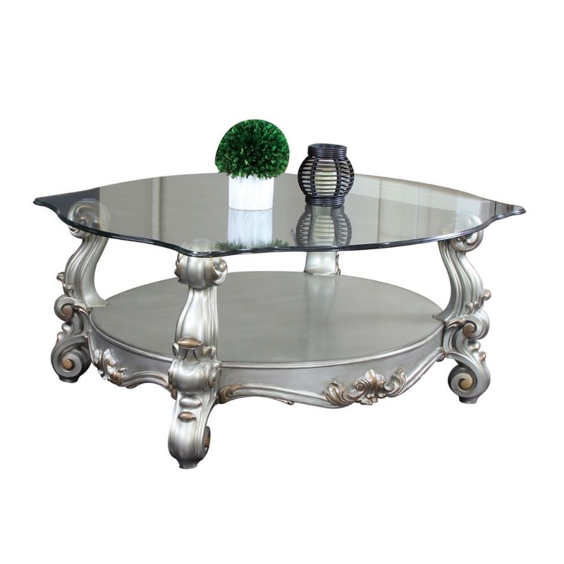 Versailles – 22 Coffee Table – Clear Glass & Antique Platinum