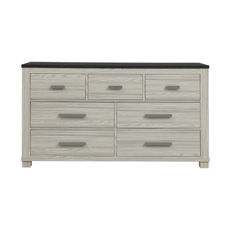 Augusta – Dresser, 7 Spacious Drawers, Block Feet – Beige Brown