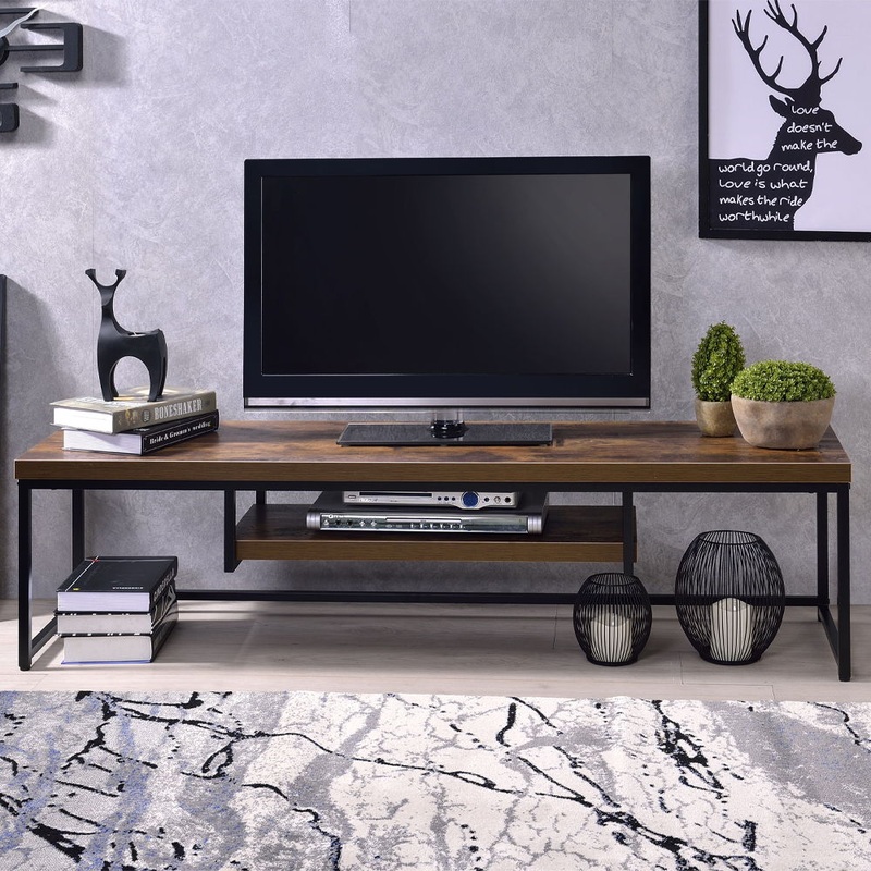 Bob – 16 TV Stand – Weathered Oak & Black Metal