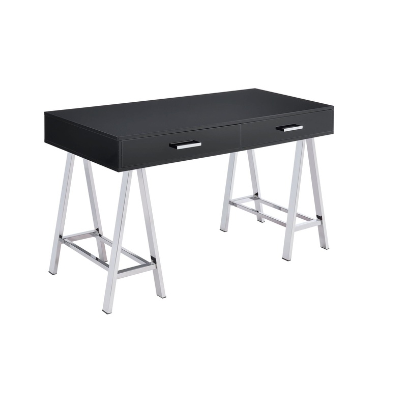 Coleen – Writing Desk – Black High Gloss & Chrome