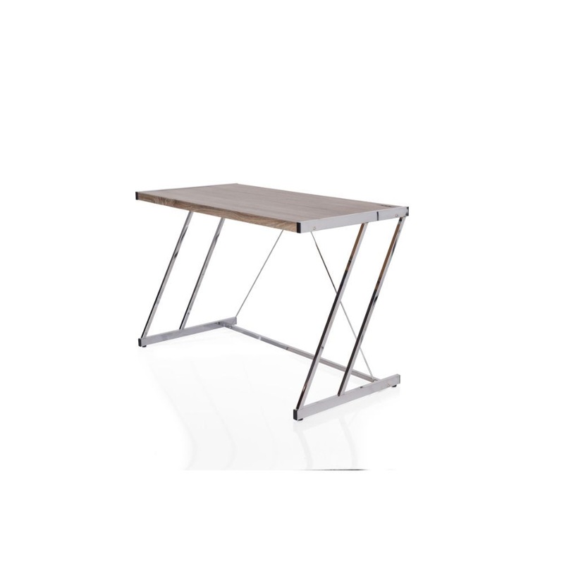 Finis – Writing Desk With USB – Weathered Oak & Chrome