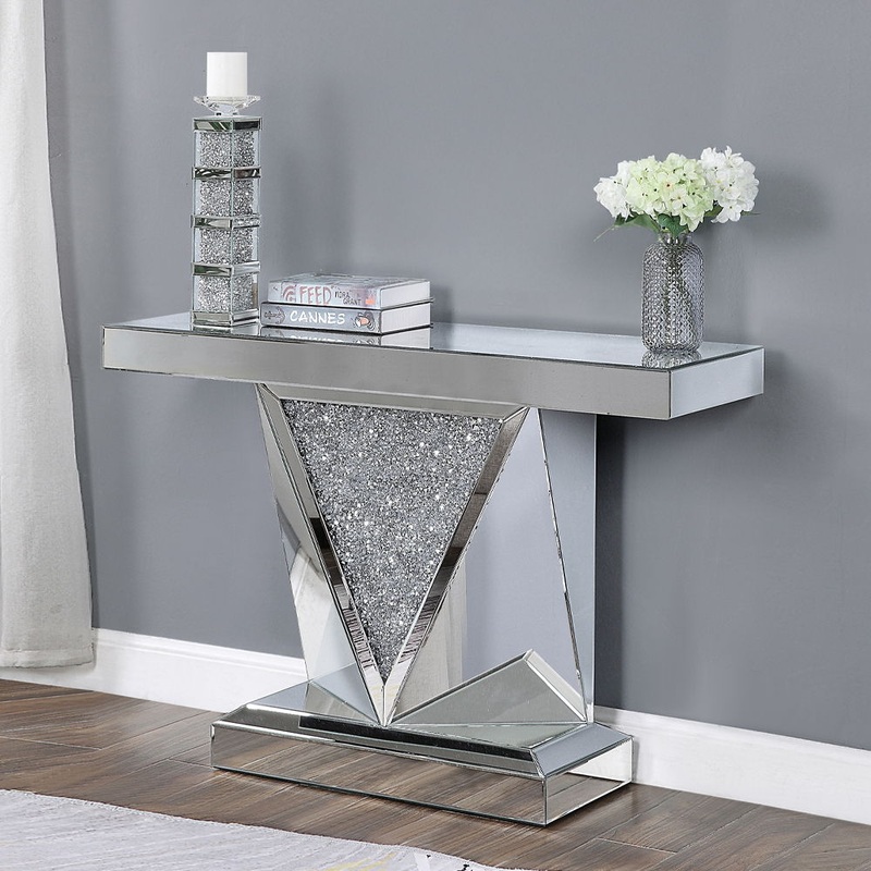 Noralie – 31H Console Table – Mirrored & Faux Diamonds