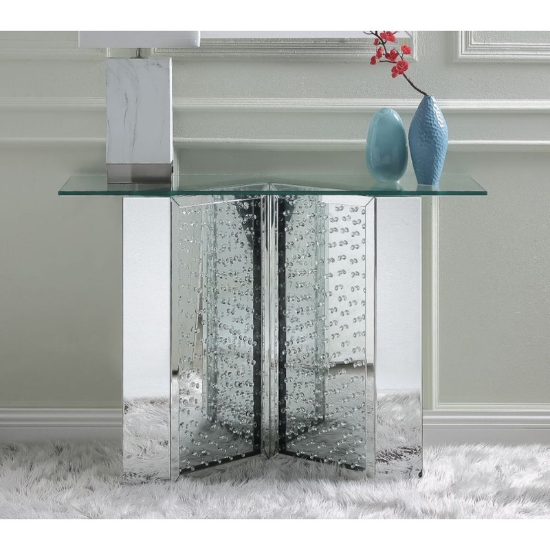 Nysa – 45 X 32 Console Table – Mirrored & Faux Crystals
