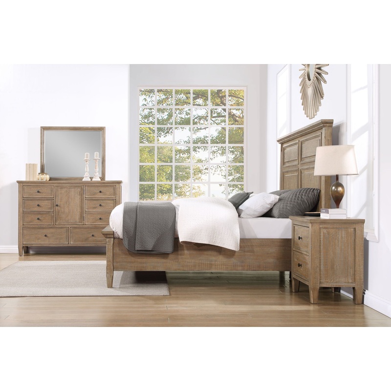 Riverdale – Bedroom Set|Light Brown|4 Pc. Bed, Dresser, Mirror, Nigtstand|Queen|King