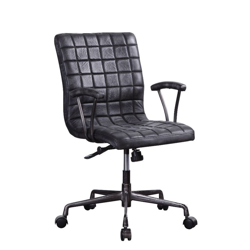 Barack – Office Chair – Vintage Black Top Grain Leather & Aluminum