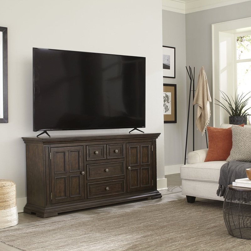 Big Valley – TV Console|Dark Brown|White|66″W x 17″D x 32″H|76″W x 17″D x 32″H