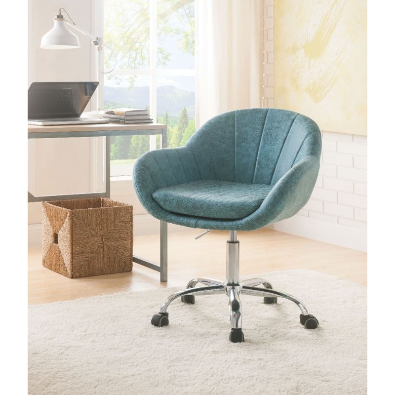 Giolla – Office Chair – Vintage Turquoise PU & Chrome