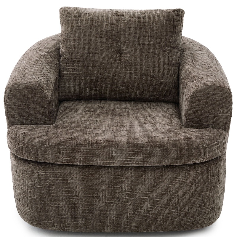 Modern Swivel Barrel Chair With Dual-Layer Cushion