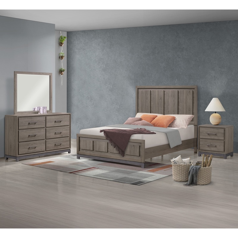 River – Bedroom Set|Light Brown|4 Pc. Bed, Dresser, Mirror, Nightstand|5 Pc. Bed, Dresser, Mirror, Chest, Nightstand|King|Queen