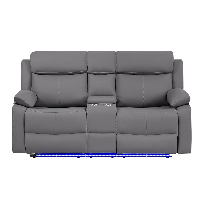 U6026 – 46A Console Reclining Loveseat With LED And Speaker – Gray
