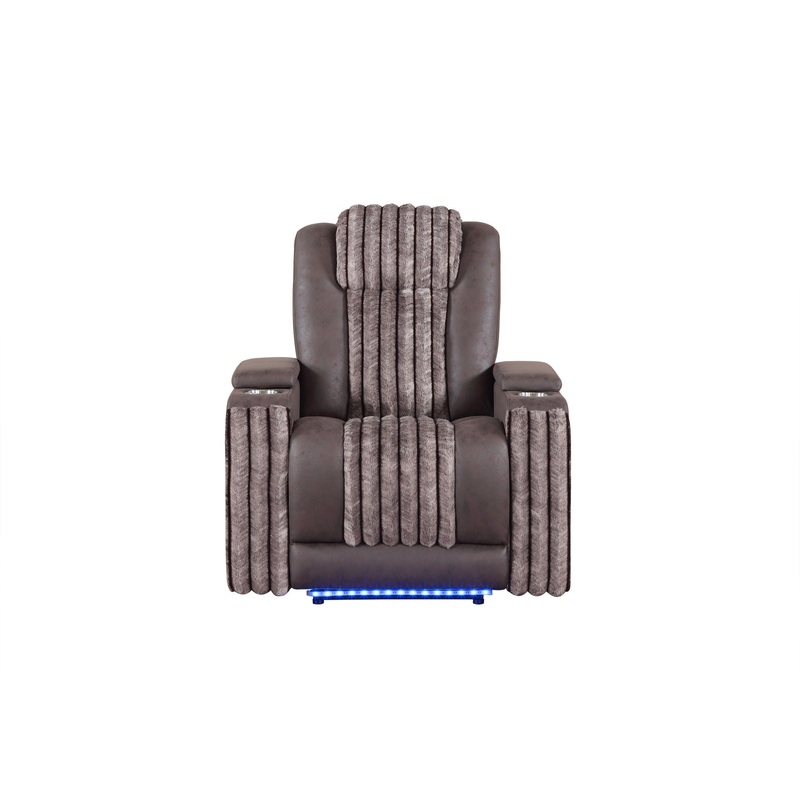 U8000 – Power Recliner With Power Headrest & LED Light – Brown
