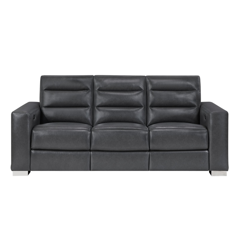 Ylime – Power Reclining Sofa With Bookcase LED – Charcoal
