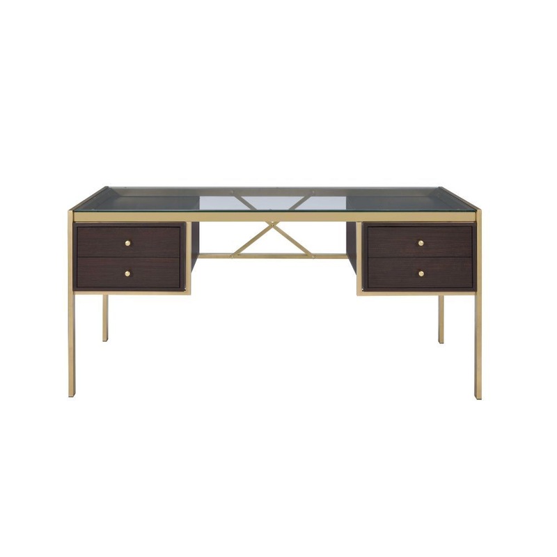 Yumia – Writing Desk – Gold & Walnut