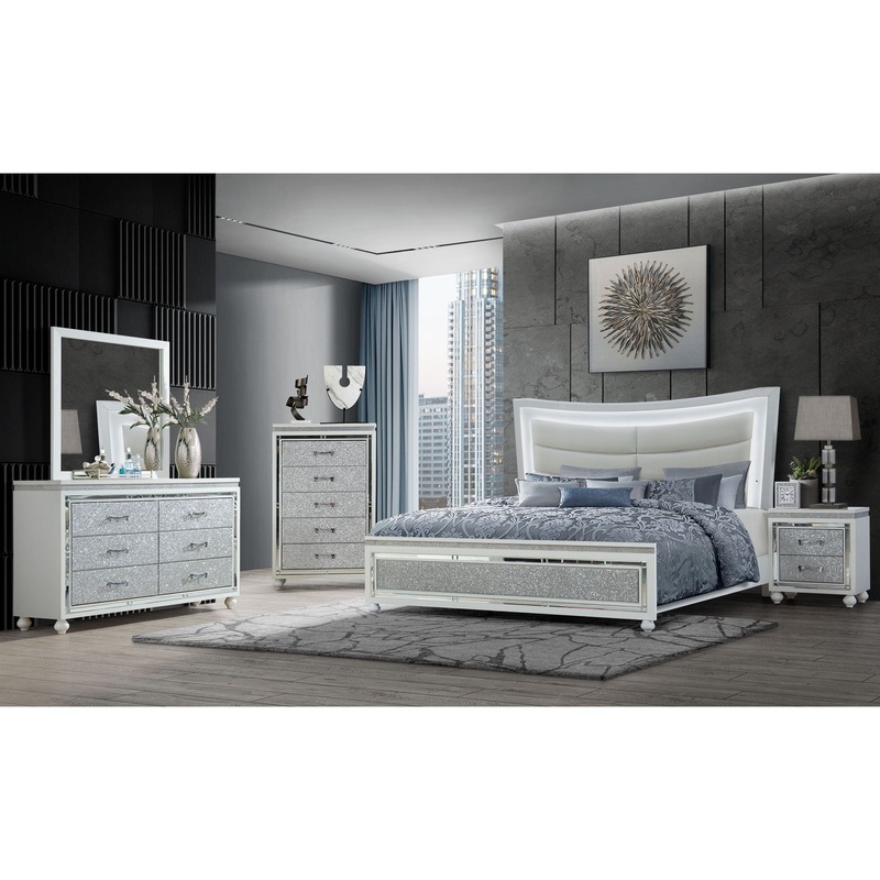 Collete – 4 Piece Queen Bedroom Set (Bed, Dresser, Mirror, Nightstand) – White