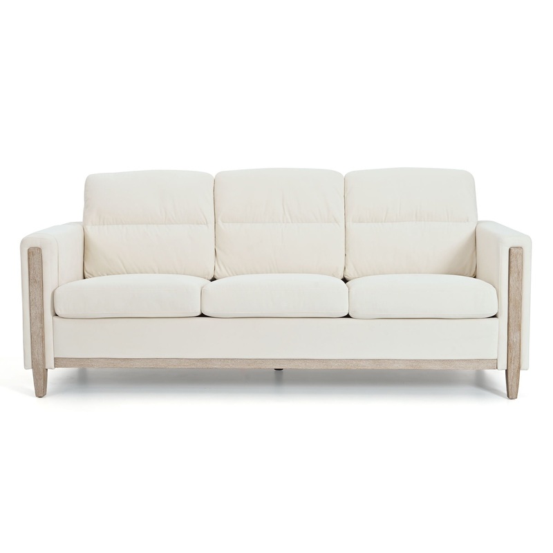 Comfortable Solid Wood Three-Seater Sofa, Soft Cushions, Durable And Long-Lasting, 79.5 Sofa Couch For Living Room