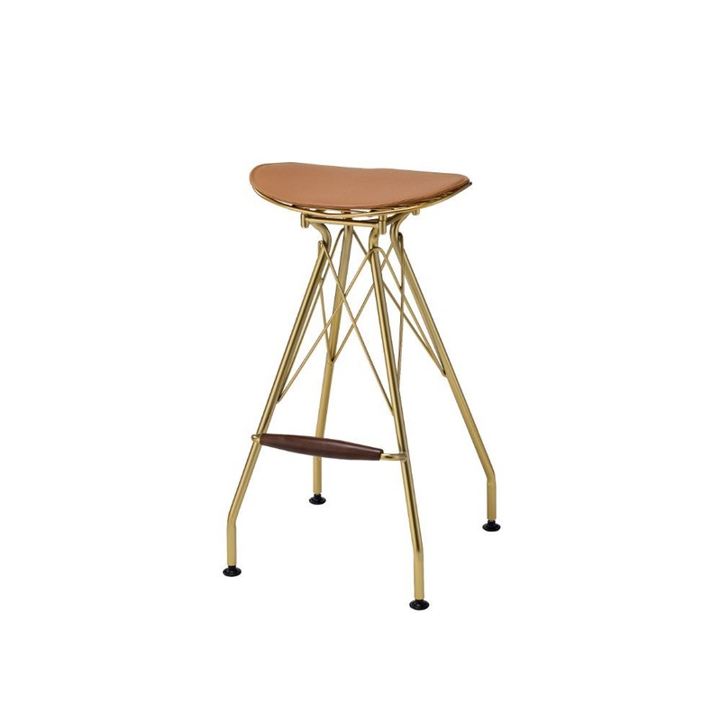 Dragea – Bar Stool (Set of 2) – Whiskey Synthetic Leather & Gold