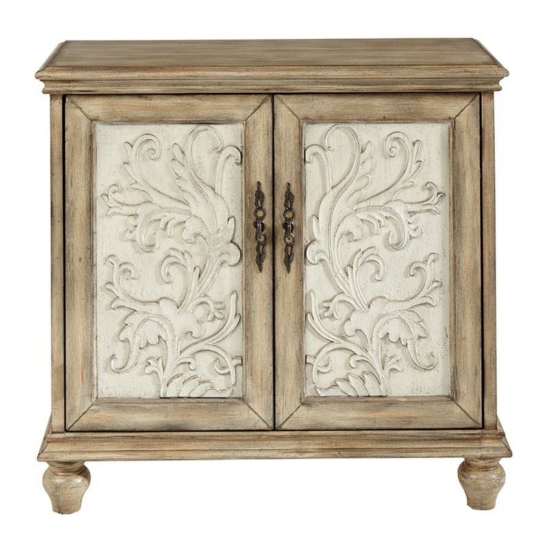 Driscoll – 2 Door Cabinet With Floral Design – Reclaimed Natural