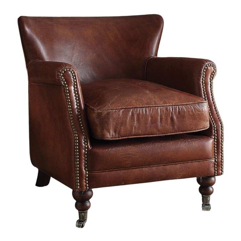 Leeds – Accent Chair – Vintage Dark Brown Top Grain Leather