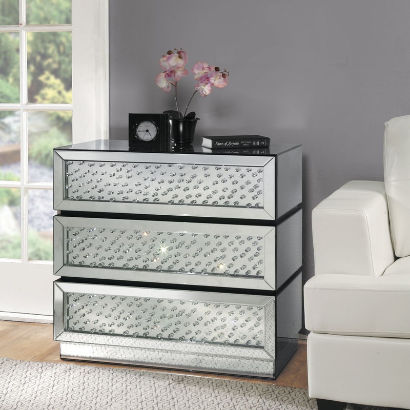 Nysa – Console Cabinet – Mirrored & Faux Crystals