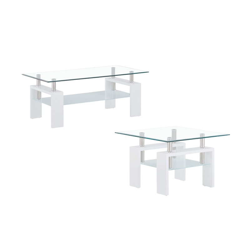 T648 – Coffee Table And End Table – Clear / White