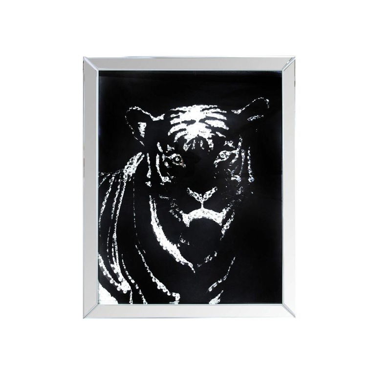 Talisha – Wall Art – Mirrored & Faux Crystal Tiger