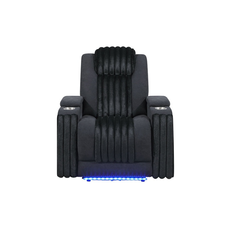 U8000 – Power Recliner With Power Headrest & LED Light – Black