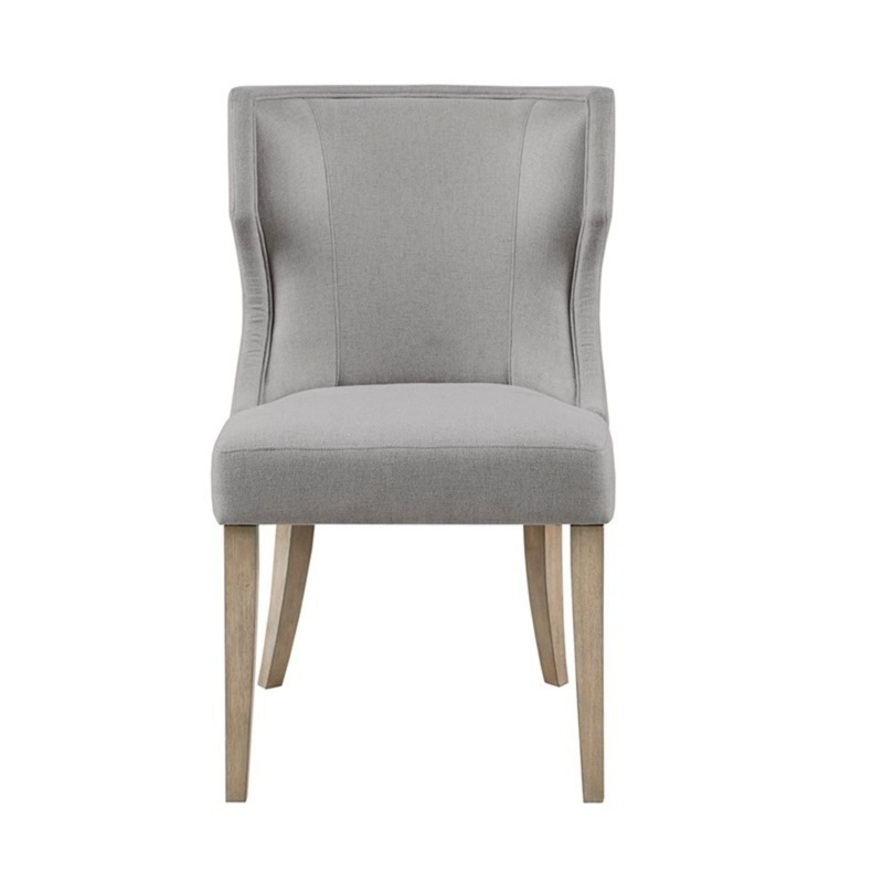 Upholstered Wingback Dining Chair – Light Gray
