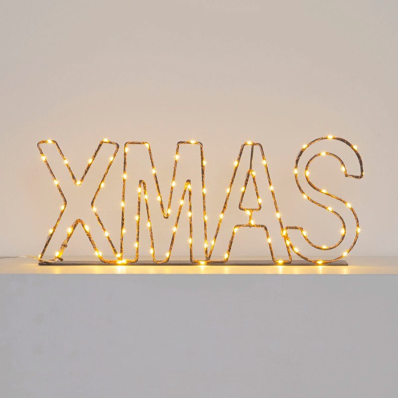 3D XMAS INSCRIPTION METAL FRAME MICROLED WARM WHITE 1.5MM FIXED LIGHT CABLE 4M+40XH15CM