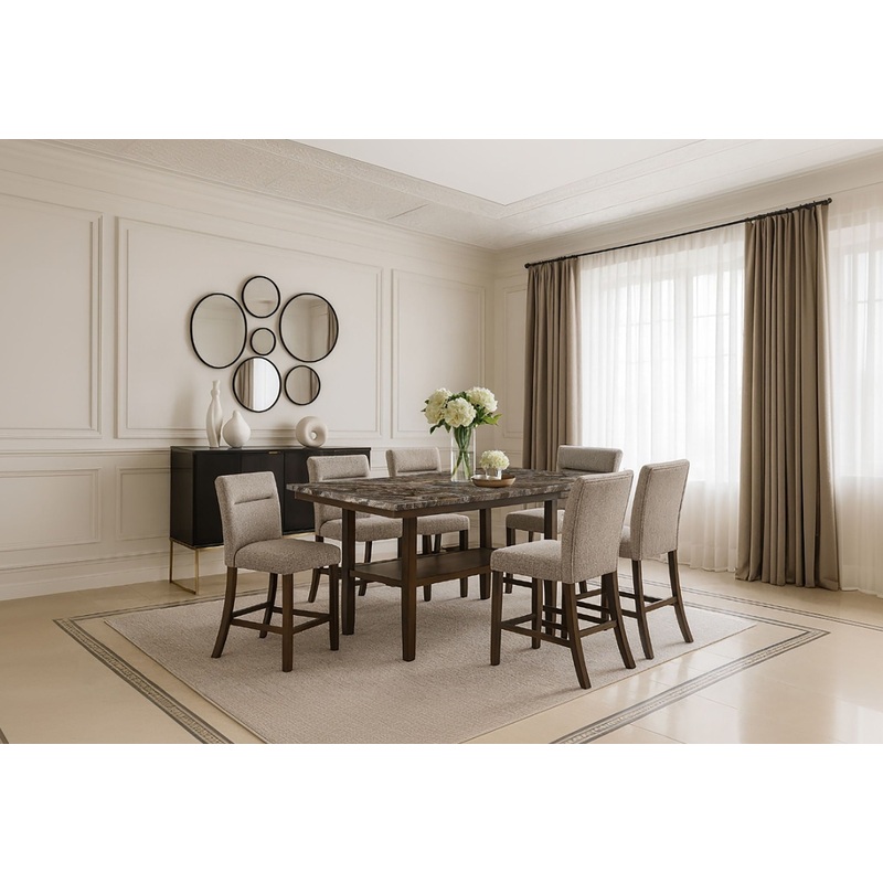 D4355 – 5 Piece Dining Room Set (Bar Table With 4 Bar Stools) – Dark Brown