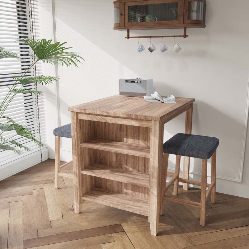 Dawson – 3 Piece Counter Height Table Set – Oak