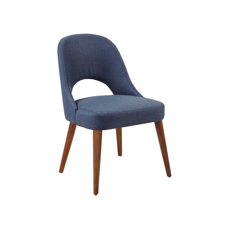 Dining Side Chair Upholstered Textured Fabric (Set of 2) – Navy