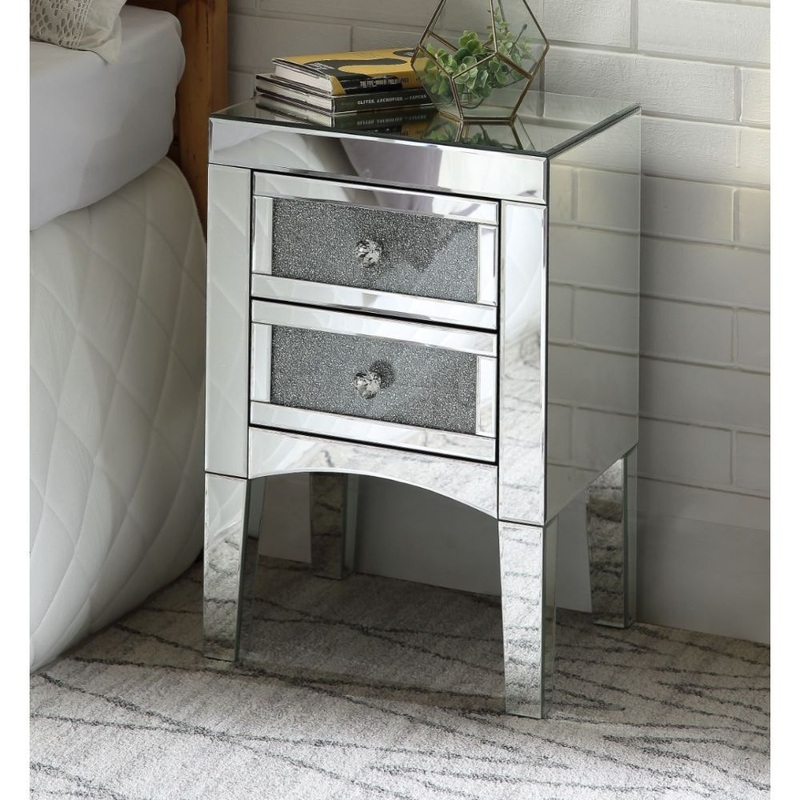 Noralie – 24 Accent Table – Mirrored, Faux Diamonds