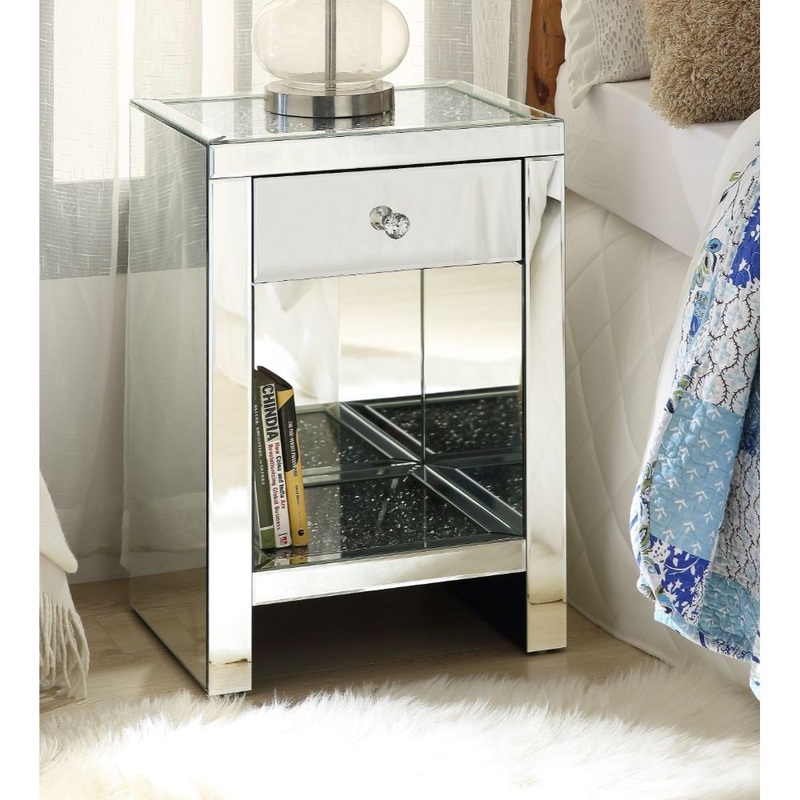 Noralie – 26H Accent Table – Mirrored & Faux Diamonds
