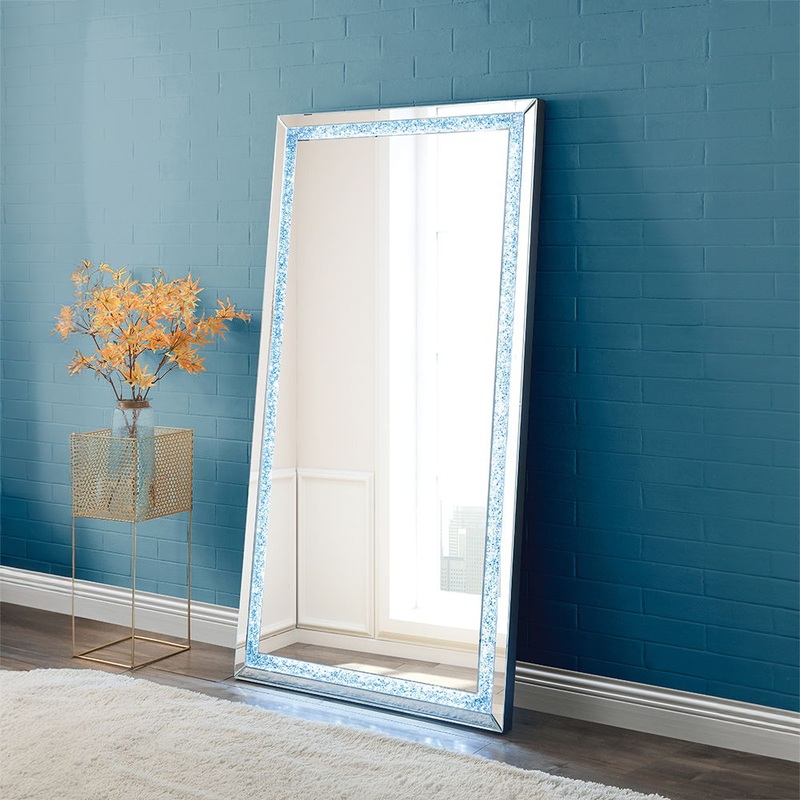 Noralie – Floor Mirror – Faux Diamonds & Mirrored