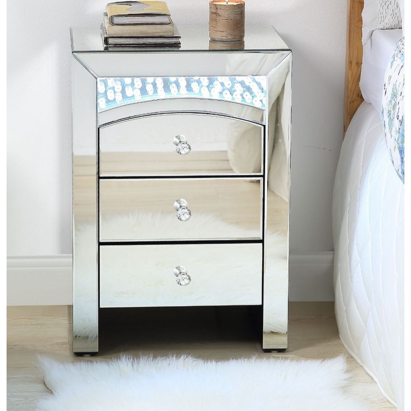 Nysa – Accent Table With LED – Mirrored & Faux Crystals