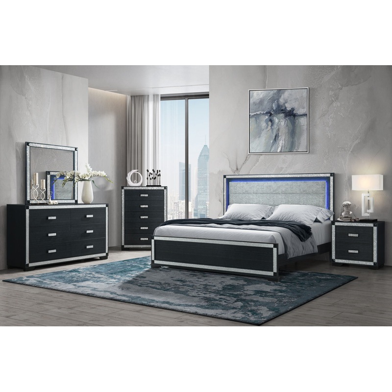 Soleil – 5 Piece King Bedroom Set – Charcoal