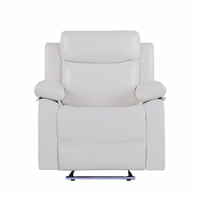 Blanche – Glider Recliner With LED Light In, Medium Firm Seating, Pillow Top Arms – White