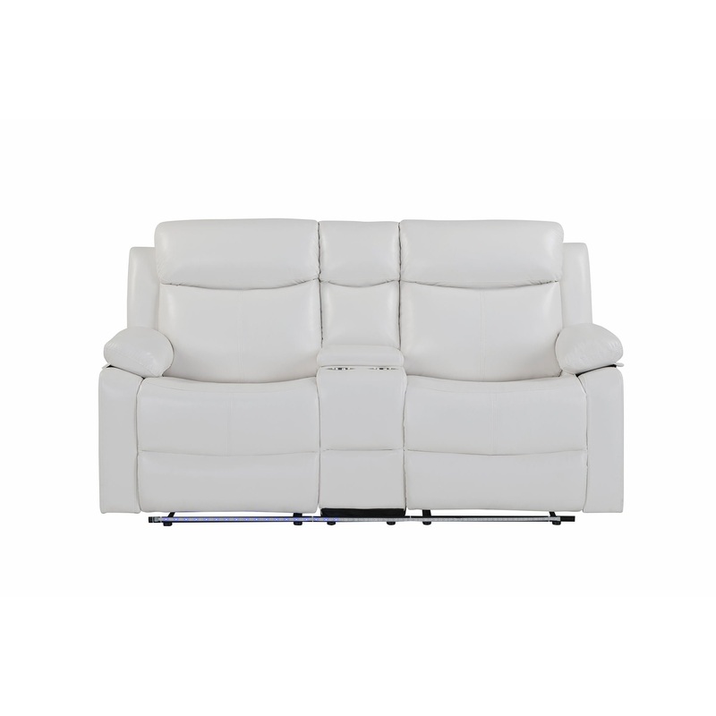 Blanche – Reclining Loveseat With LED Lights And Built In Speakers – White