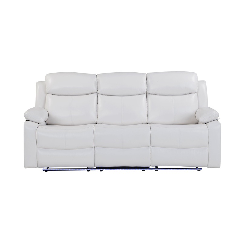 Blanche – Reclining Sofa With LED Lights Frame, Pillow Top Arms – White