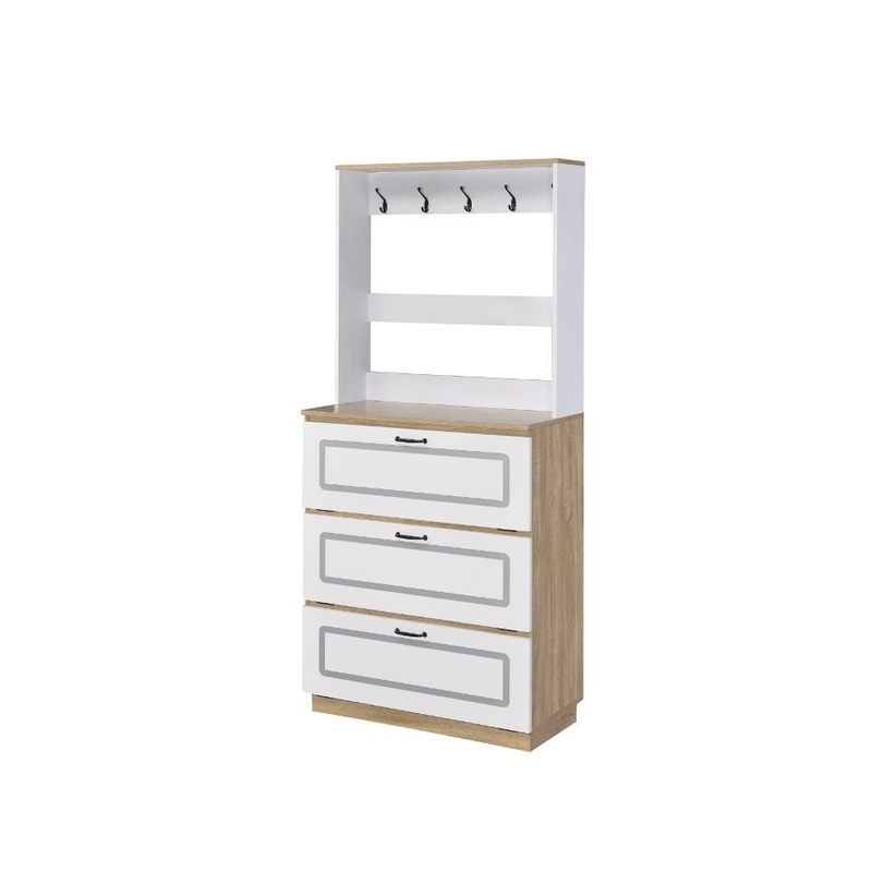 Hewett – Shoe Cabinet – Light Oak & White