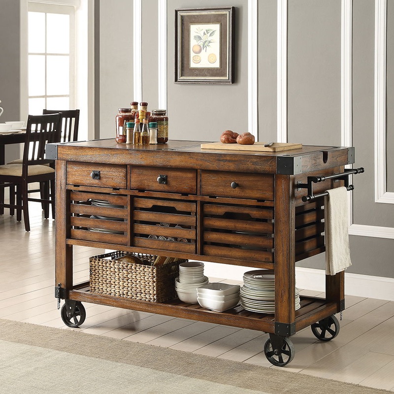 Kaif – Kitchen Cart – Distressed Chestnut